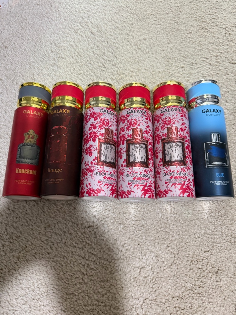 Bundle of 6 Galaxy Concept Floral & Colorful Body Spray Set